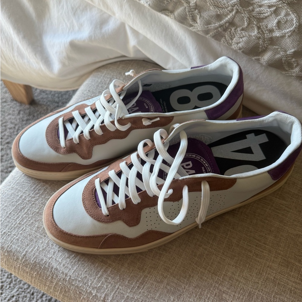 P448 White and Brown Men's Sneakers